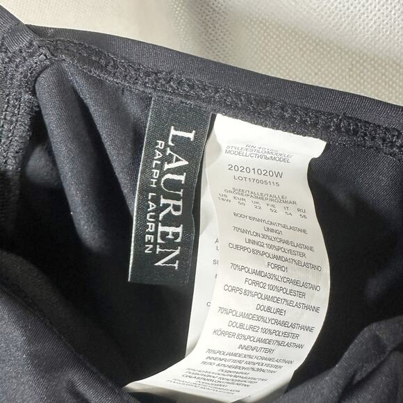 Lauren Ralph Lauren Black Padded Ruffle V Neck Tankini Swim Size 18W - Picture 4 of 6